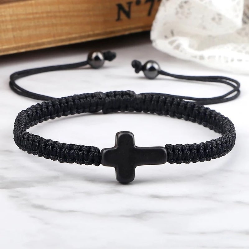 SCRDPRAD Adjustable Handmade Cross Braided Rope Bracelet for Christian Colorful Matching Couple Charm Jewelry Inspirational Religious Woven Bracelet Birthday Easter Thanksgiving Christmas Gifts - Image 2